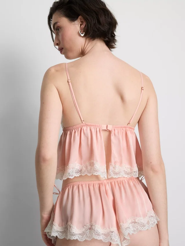 Bralette de mireasă din satin și dantelă, tip babydoll Bralette de mireasă din satin și dantelă, tip babydoll