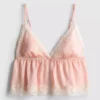 Bralette de mireasă din satin și dantelă, tip babydoll Bralette de mireasă din satin și dantelă, tip babydoll