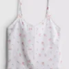 Cami de pijamale din bumbac Dobby cu imprimeu floral