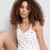 Camisol de pijamale cu model fluture și nervuri