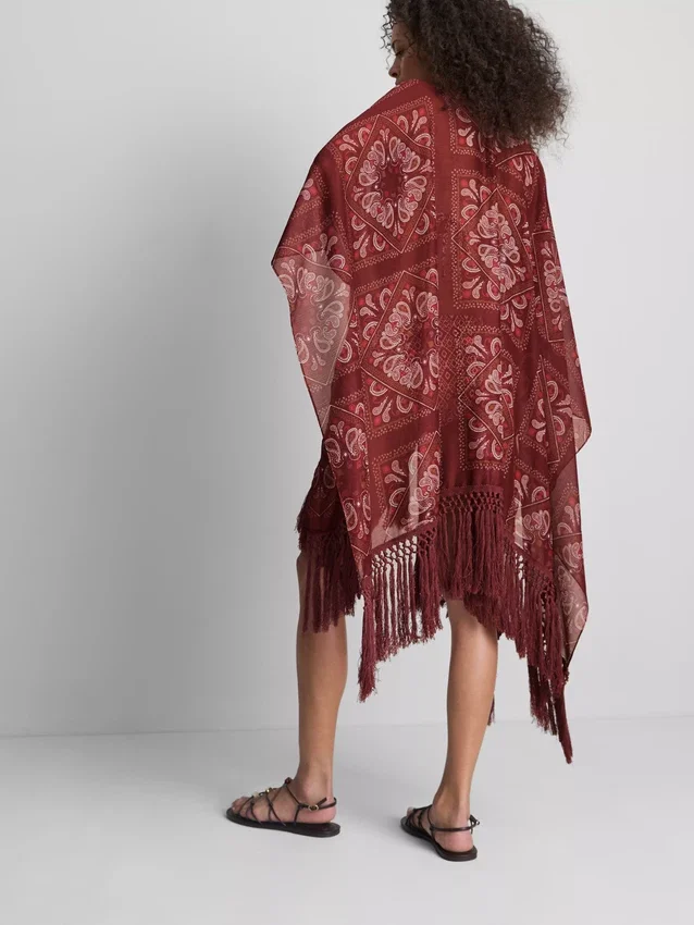 Cape cu franjuri în model Paisley Cape cu franjuri în model Paisley
