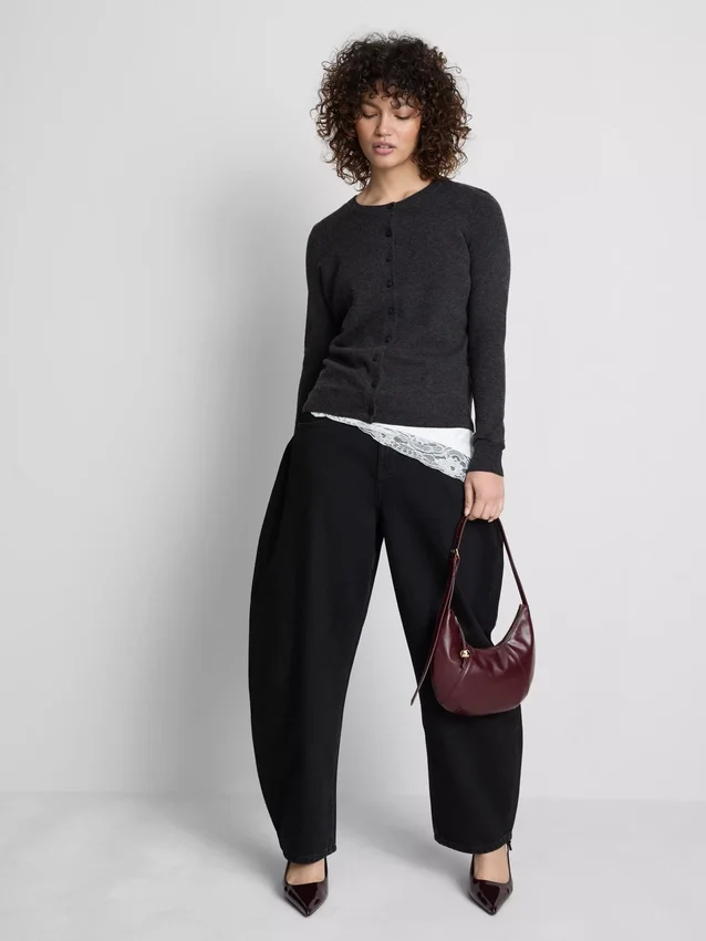 Cardigan cu mâneci lungi și guler rotund Cardigan cu mâneci lungi și guler rotund