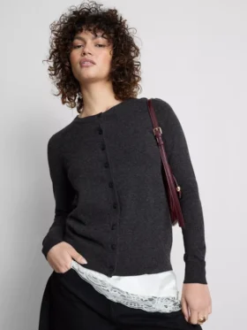 Cardigan cu mâneci lungi și guler rotund