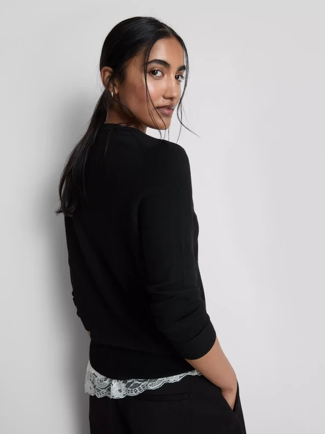 Cardigan cu mâneci lungi și guler rotund Cardigan cu mâneci lungi și guler rotund