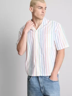 Cămășă cu guler revere și dungi Pride