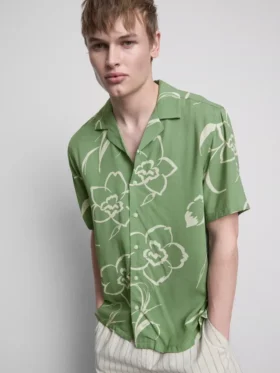 Cămășă cu guler reversibil cu imprimeu floral