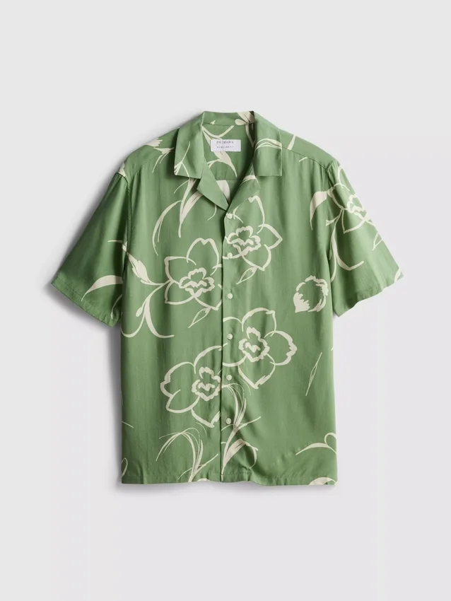 Cămășă cu guler reversibil cu imprimeu floral Cămășă cu guler reversibil cu imprimeu floral