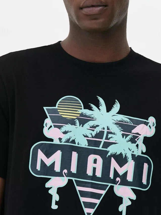 Cămășă cu imprimeu neon Miami Cămășă cu imprimeu neon Miami
