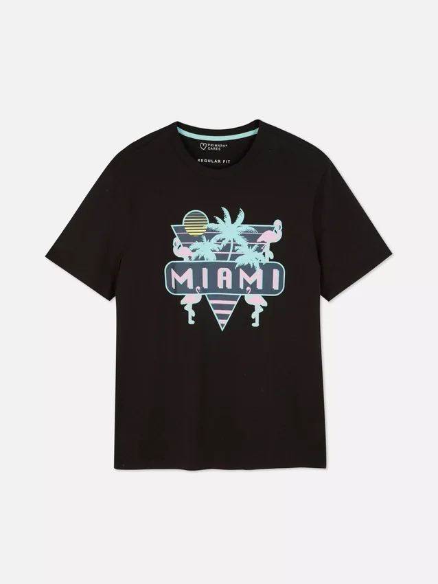 Cămășă cu imprimeu neon Miami Cămășă cu imprimeu neon Miami