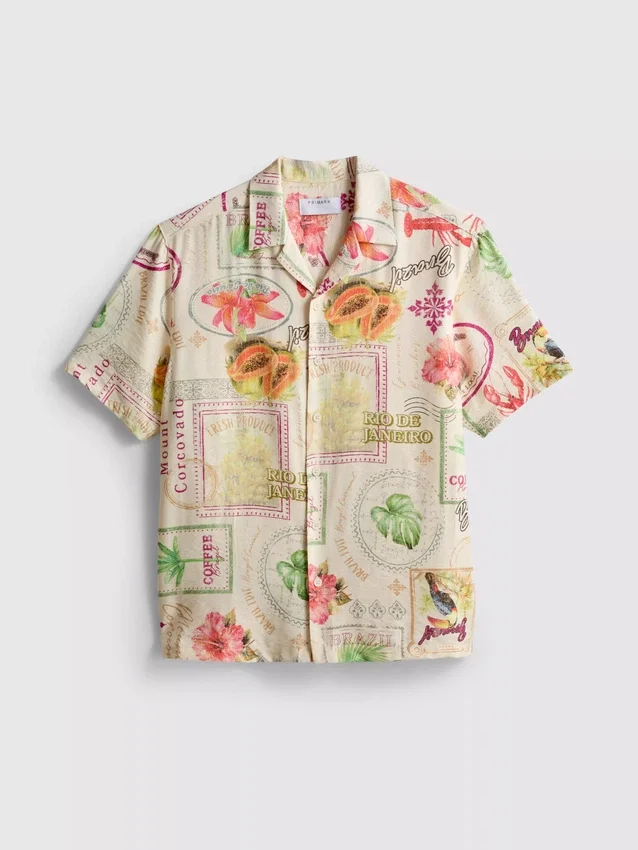 Cămășă cu mâneci scurte și nasturi „Tropical Postcard” Cămășă cu mâneci scurte și nasturi „Tropical Postcard”