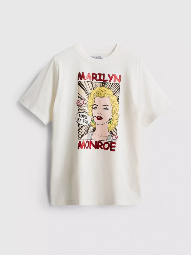 Cămășă oversized din bumbac cu imprimeu Marilyn Monroe Cămășă oversized din bumbac cu imprimeu Marilyn Monroe