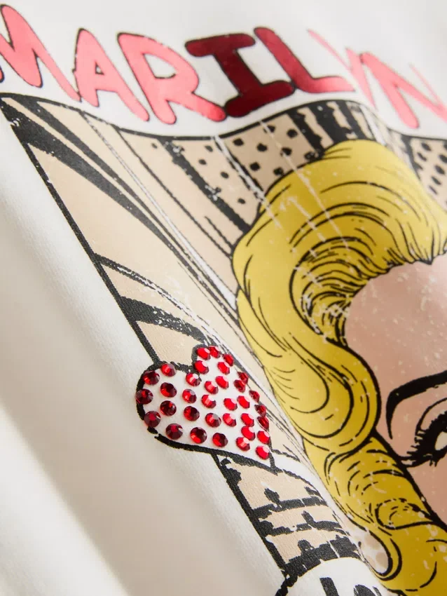 Cămășă oversized din bumbac cu imprimeu Marilyn Monroe Cămășă oversized din bumbac cu imprimeu Marilyn Monroe