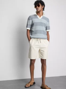 Cămășă polo din tricot cu dungi texturate