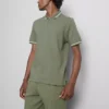 Cămășă polo texturat cu guler cu fermoar Cămășă polo texturat cu guler cu fermoar