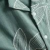 Cămașă cu mâneci scurte, cu nasturi și broderie cu frunze Cămașă cu mâneci scurte, cu nasturi și broderie cu frunze