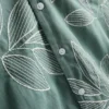 Cămașă cu mâneci scurte, cu nasturi și broderie cu frunze Cămașă cu mâneci scurte, cu nasturi și broderie cu frunze