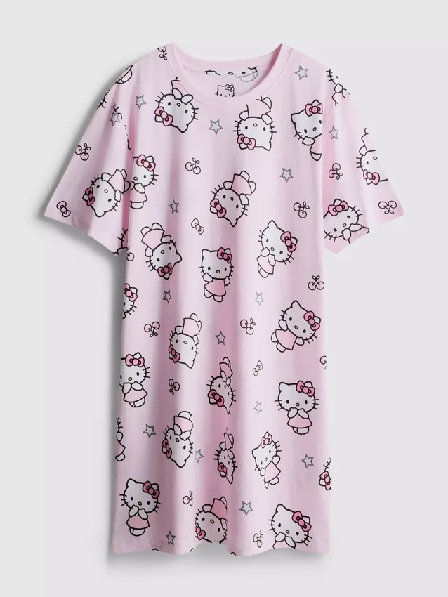 Cămașă de noapte din bumbac cu imprimeu Hello Kitty Cămașă de noapte din bumbac cu imprimeu Hello Kitty