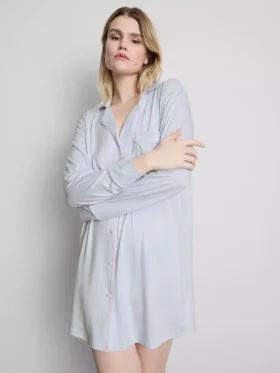 Cămașă de noapte oversized cu dungi, în stil boyfriend
