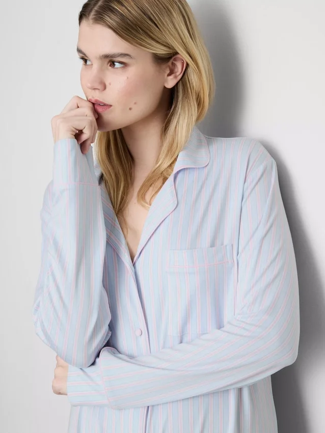 Cămașă de noapte oversized cu dungi, în stil boyfriend Cămașă de noapte oversized cu dungi, în stil boyfriend