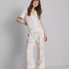 Cămașă de pijama cu mâneci scurte și imprimeu floral Cămașă de pijama cu mâneci scurte și imprimeu floral