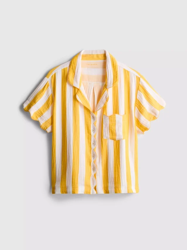 Cămașă de pijama din bumbac cu volane, perfectă pentru relaxare Cămașă de pijama din bumbac cu volane, perfectă pentru relaxare