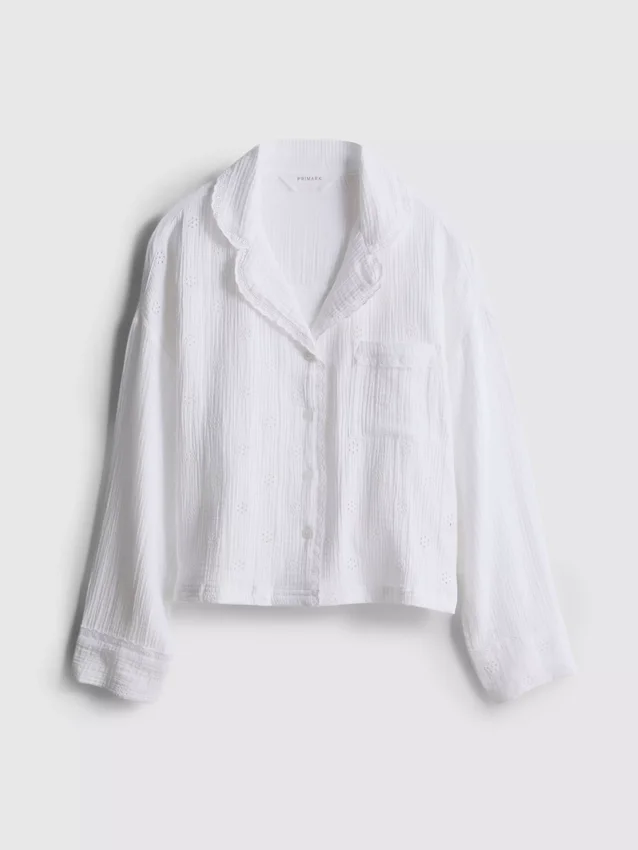 Cămașă de pijama din bumbac țesut, perfectă pentru relaxare Cămașă de pijama din bumbac țesut, perfectă pentru relaxare