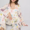 Cămașă de plajă din bumbac cu imprimeu și nasturi Cămașă de plajă din bumbac cu imprimeu și nasturi
