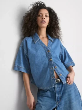 Cămașă din denim cu mânecă scurtă