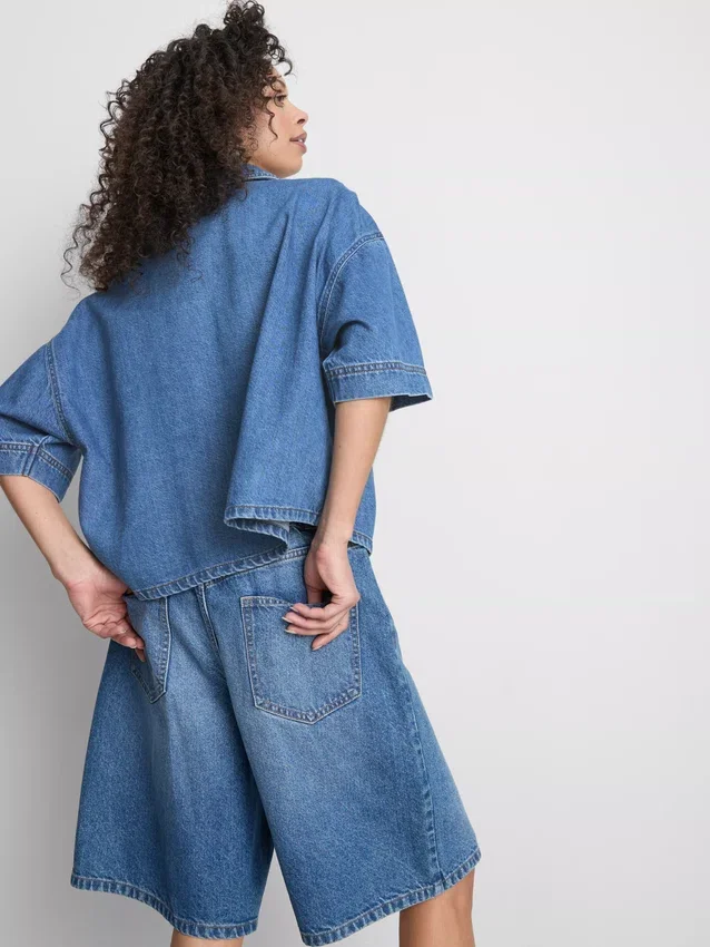 Cămașă din denim cu mânecă scurtă Cămașă din denim cu mânecă scurtă