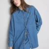 Cămașă lejeră din denim de bumbac, cu nasturi Cămașă lejeră din denim de bumbac, cu nasturi