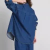Cămașă lejeră din denim de bumbac, cu nasturi