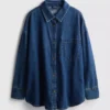 Cămașă lejeră din denim de bumbac, cu nasturi