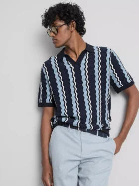 Cămășa polo din tricot cu dungi texturate