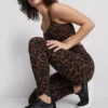 Colanți sportivi cu talie înaltă, cu imprimeu leopard Colanți sportivi cu talie înaltă, cu imprimeu leopard