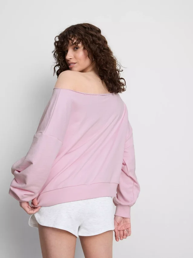 Colecția Primark | Hanorac cu umerii descoperiți și slogan Colecția Primark | Hanorac cu umerii descoperiți și slogan