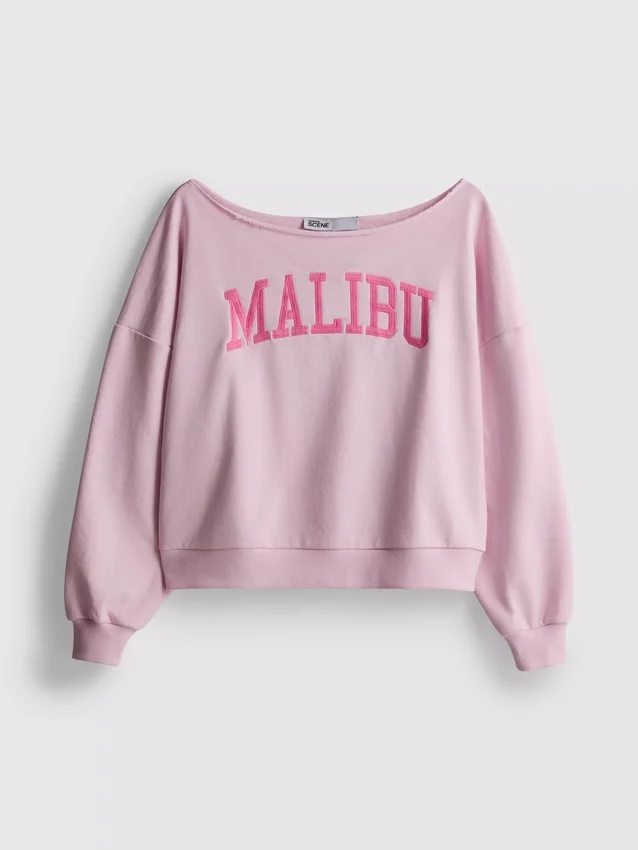Colecția Primark | Hanorac cu umerii descoperiți și slogan Colecția Primark | Hanorac cu umerii descoperiți și slogan