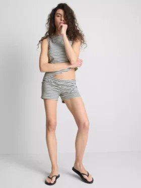 Colecția Primark | Pantaloni scurți mulati cu dungi, cu conținut ridicat de bumbac
