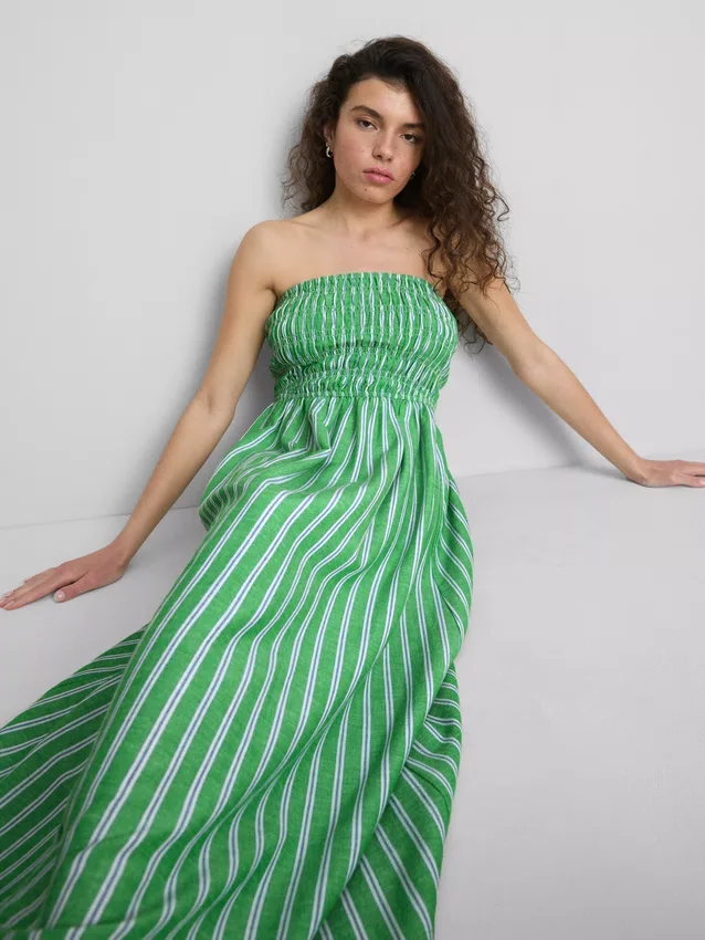 Colecția Primark | Rochie midi bandeau cu dungi și pliuri Colecția Primark | Rochie midi bandeau cu dungi și pliuri