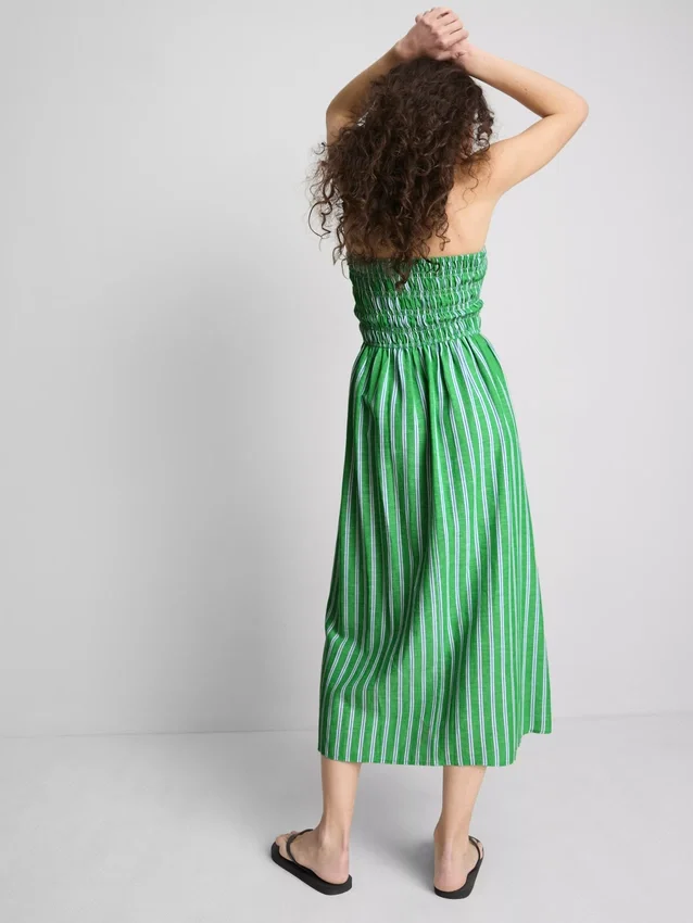 Colecția Primark | Rochie midi bandeau cu dungi și pliuri Colecția Primark | Rochie midi bandeau cu dungi și pliuri