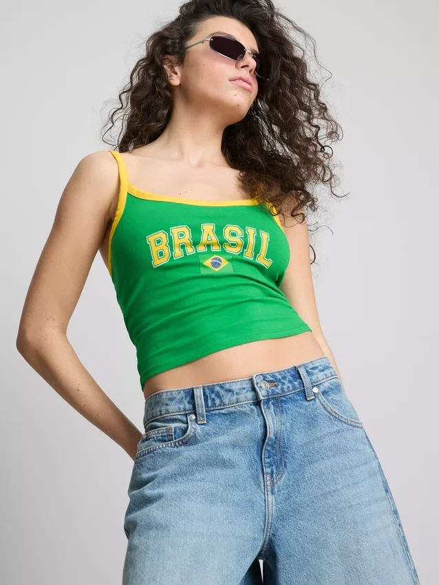 Colecția Primark | Top scurt cu bretele „Brazil” Colecția Primark | Top scurt cu bretele „Brazil”