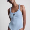 Costum de baie cu volane în carouri