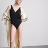 Costum de baie tip wrap cu efect de modelare a siluetei Costum de baie tip wrap cu efect de modelare a siluetei