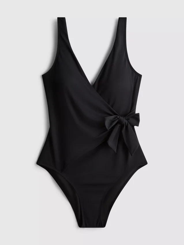 Costum de baie tip wrap cu efect de modelare a siluetei Costum de baie tip wrap cu efect de modelare a siluetei
