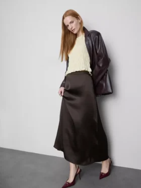 Fustă maxi circulară din satin