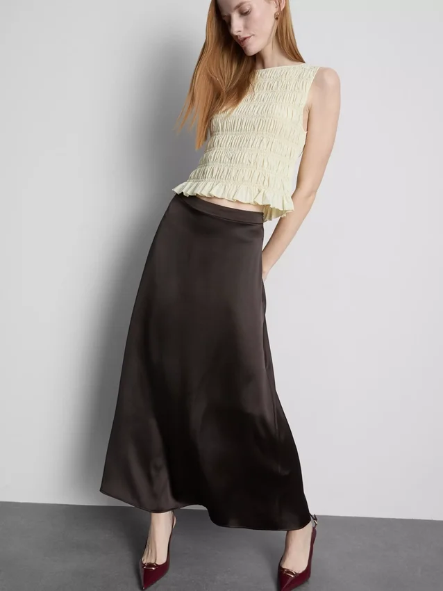 Fustă maxi circulară din satin Fustă maxi circulară din satin