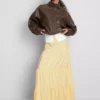 Fustă maxi în stil țărănesc, din bumbac, cu volane Fustă maxi în stil țărănesc, din bumbac, cu volane