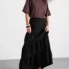 Fustă maxi în stil țărănesc, din bumbac, cu volane Fustă maxi în stil țărănesc, din bumbac, cu volane