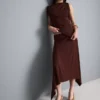 Fustă midi cu tiv în formă de batistă Fustă midi cu tiv în formă de batistă