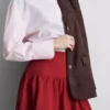 Fustă midi din poplin de bumbac cu talie coborâtă Fustă midi din poplin de bumbac cu talie coborâtă