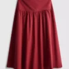 Fustă midi din poplin de bumbac cu talie coborâtă Fustă midi din poplin de bumbac cu talie coborâtă